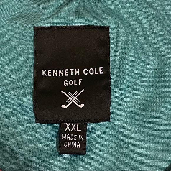 Kenneth Cole Golf Polo Shirt Men's XXL Green Performance Geometric Short Sleeve - Picture 9 of 14